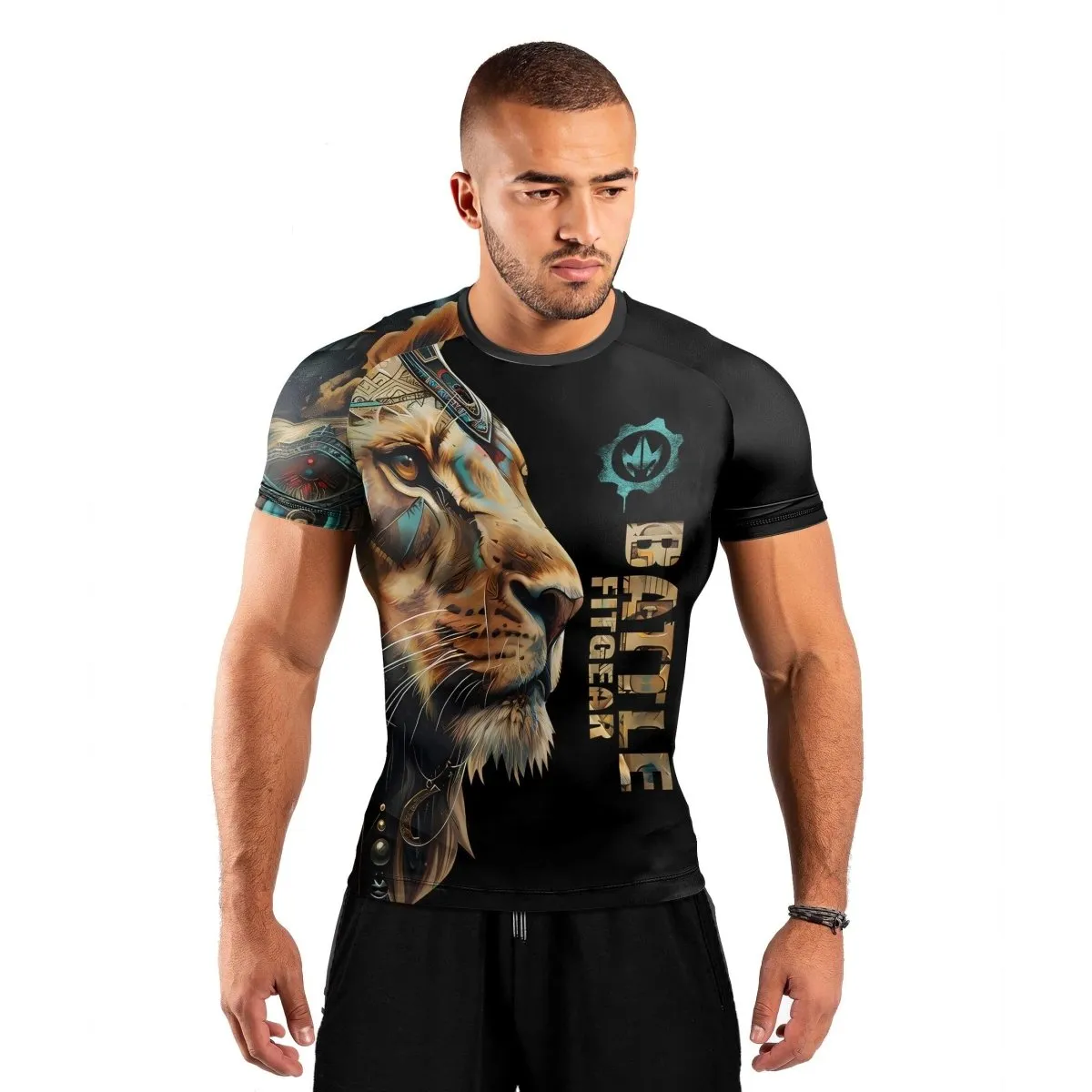 Acient Lion Men's Short Sleeve Rash Guard