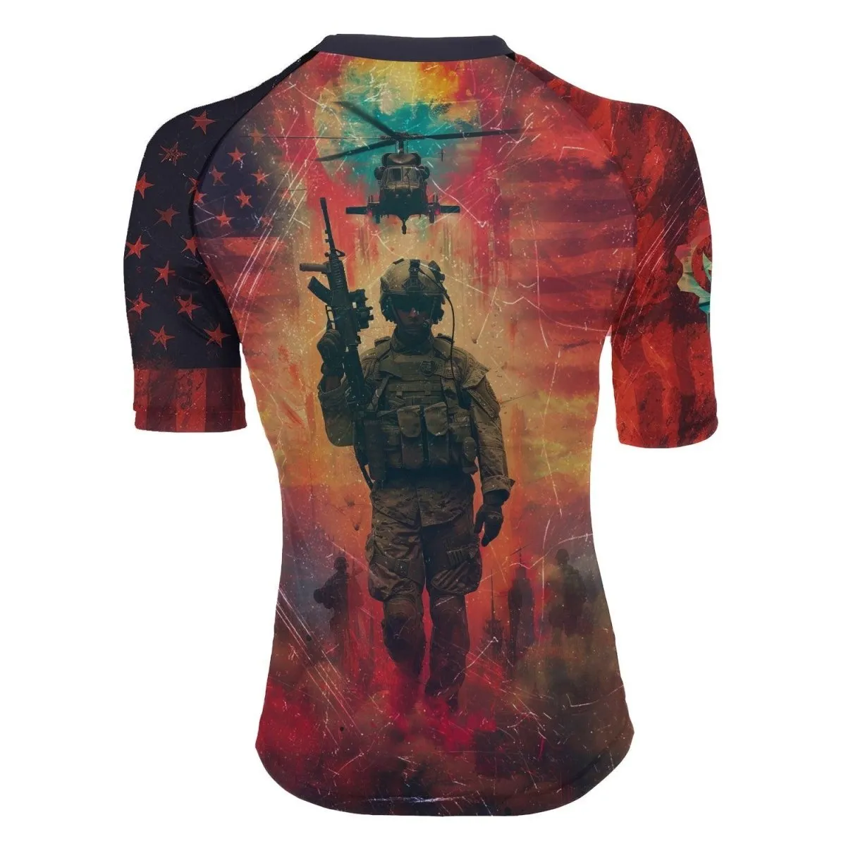 Army American Flag Women's Short Sleeve Rash Guard