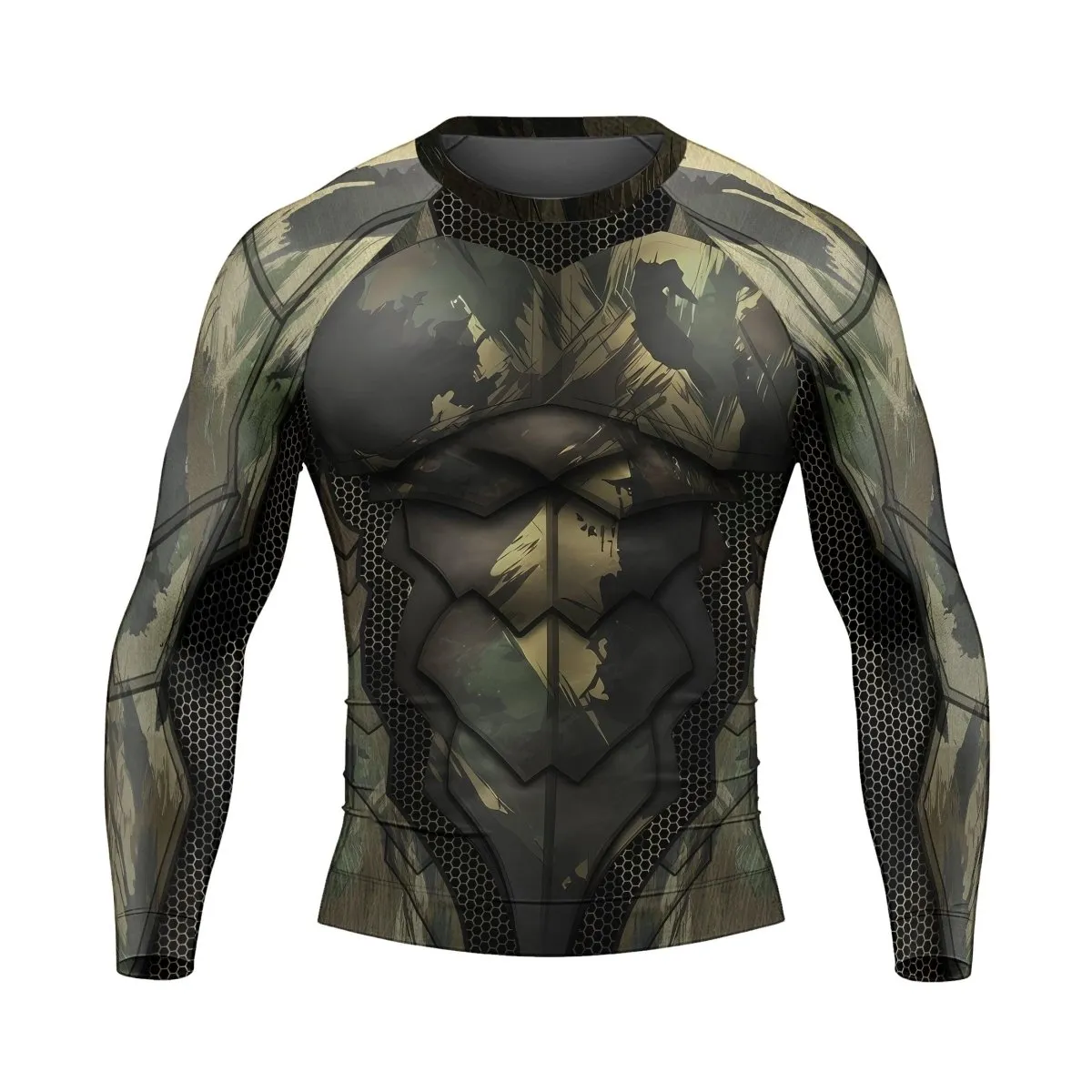Army Camo Shell Men's Long Sleeve Rash Guard