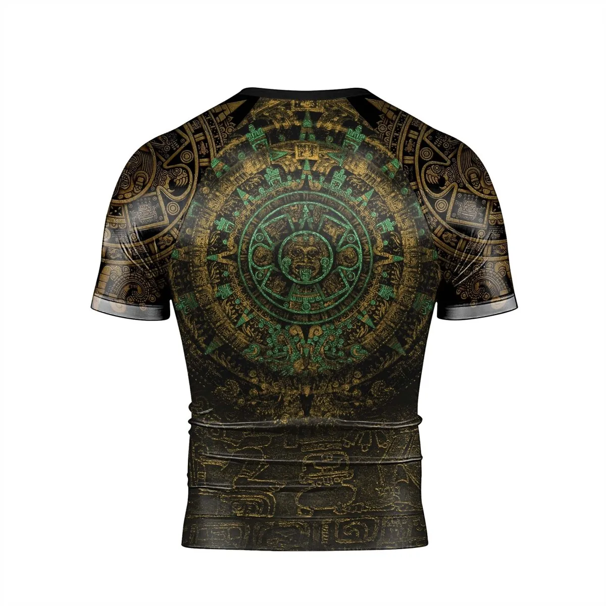 Aztec Jungle Warrior Mask Men's Short Sleeve Rash Guard