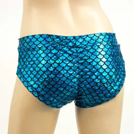 Booty Short- Large Scale Turquoise Mermaid