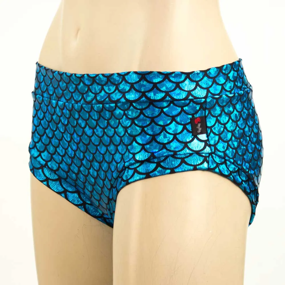 Booty Short- Large Scale Turquoise Mermaid