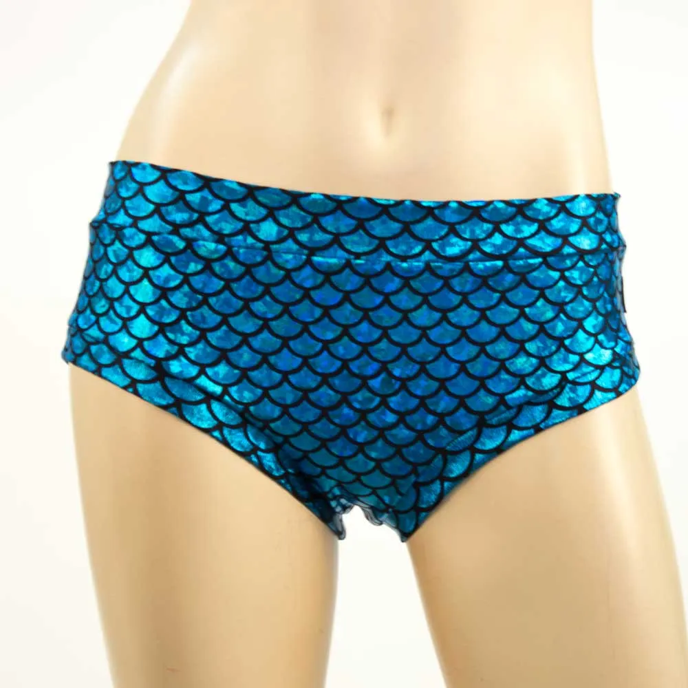 Booty Short- Large Scale Turquoise Mermaid