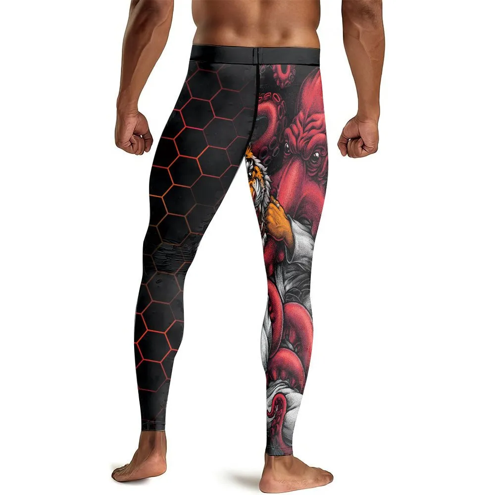 Cthulhu Battle Tiger Men's Compression Leggings