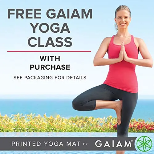 Gaiam Yoga Mat Premium Print Reversible Extra Thick Non Slip Exercise & Fitness Mat for All Types of Yoga, Pilates & Floor Workouts, Divine Impressionist, 68"L x 24"W x 6mm Thick