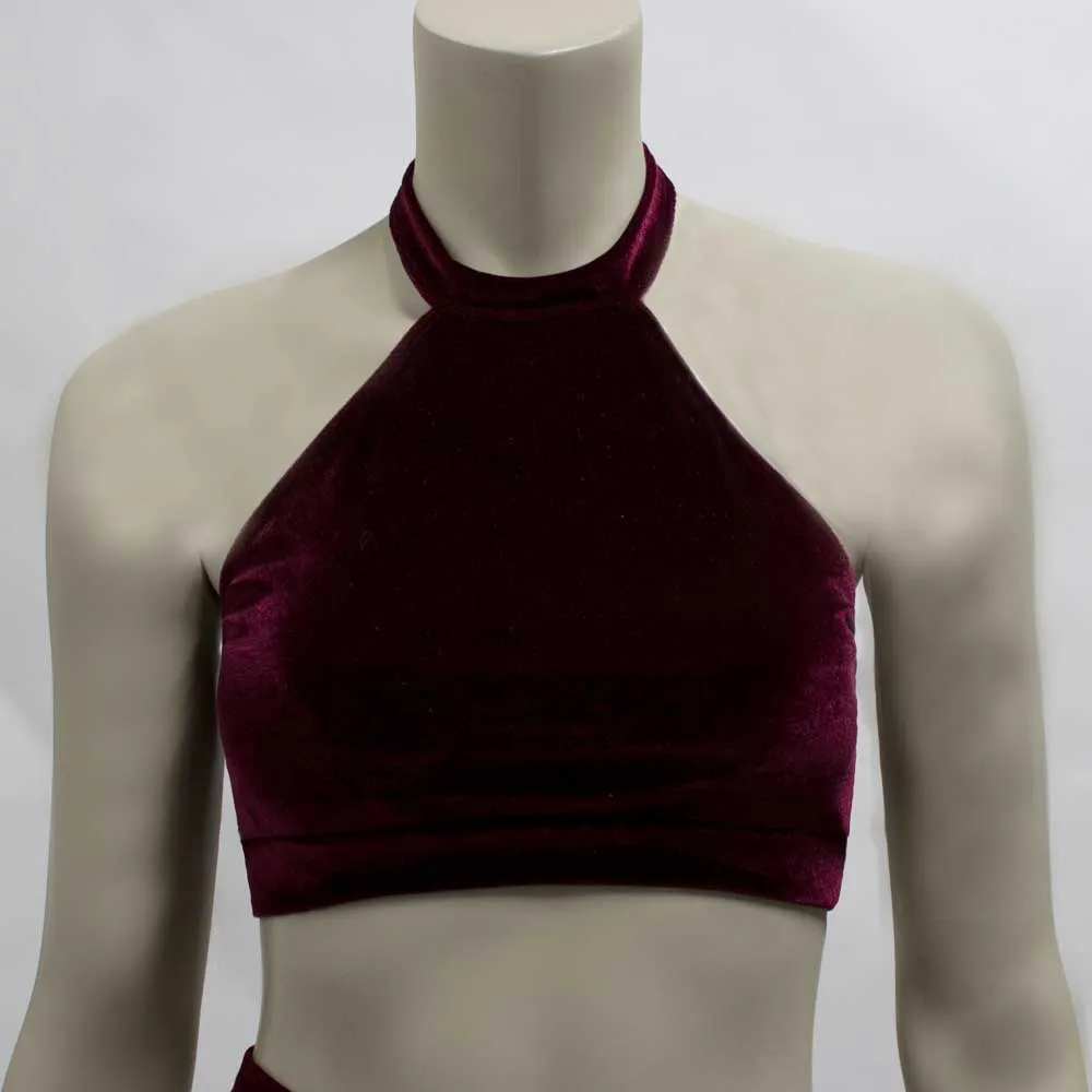 Halter Top- Burgundy Velvet