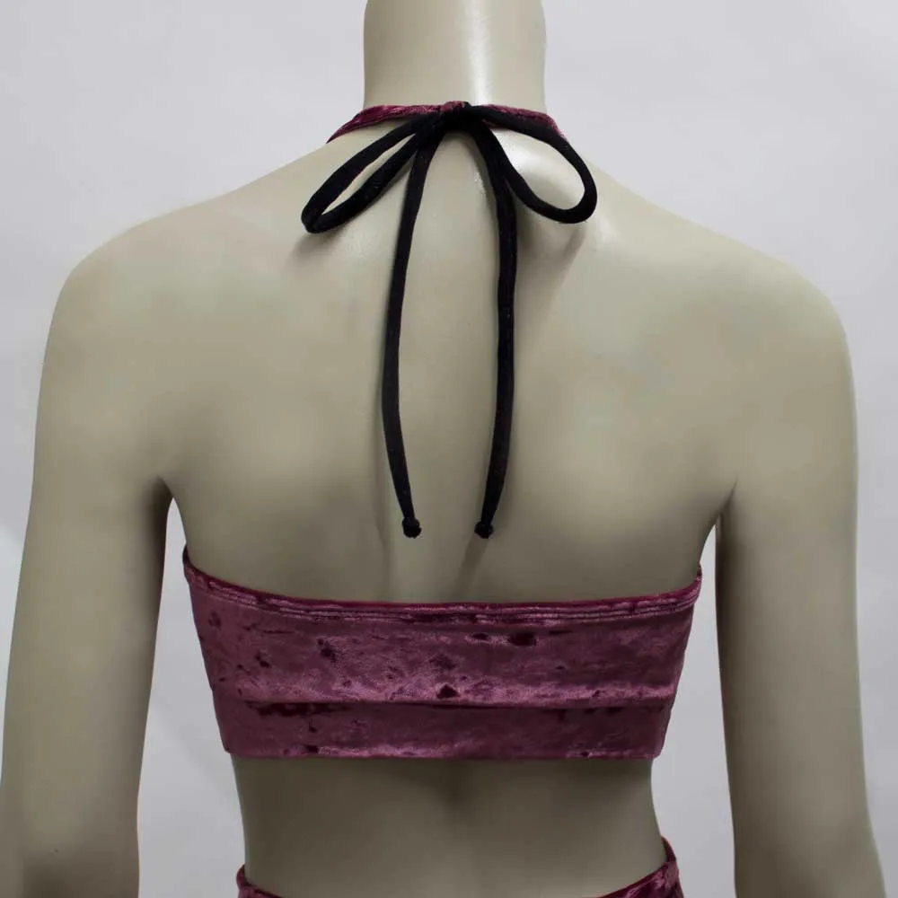 Halter Top- Mauve Crushed Velvet