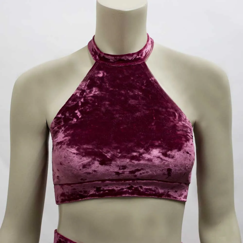 Halter Top- Mauve Crushed Velvet