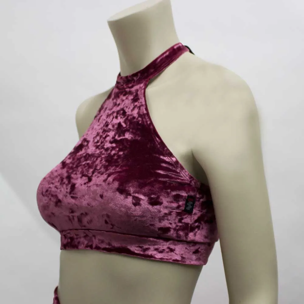 Halter Top- Mauve Crushed Velvet