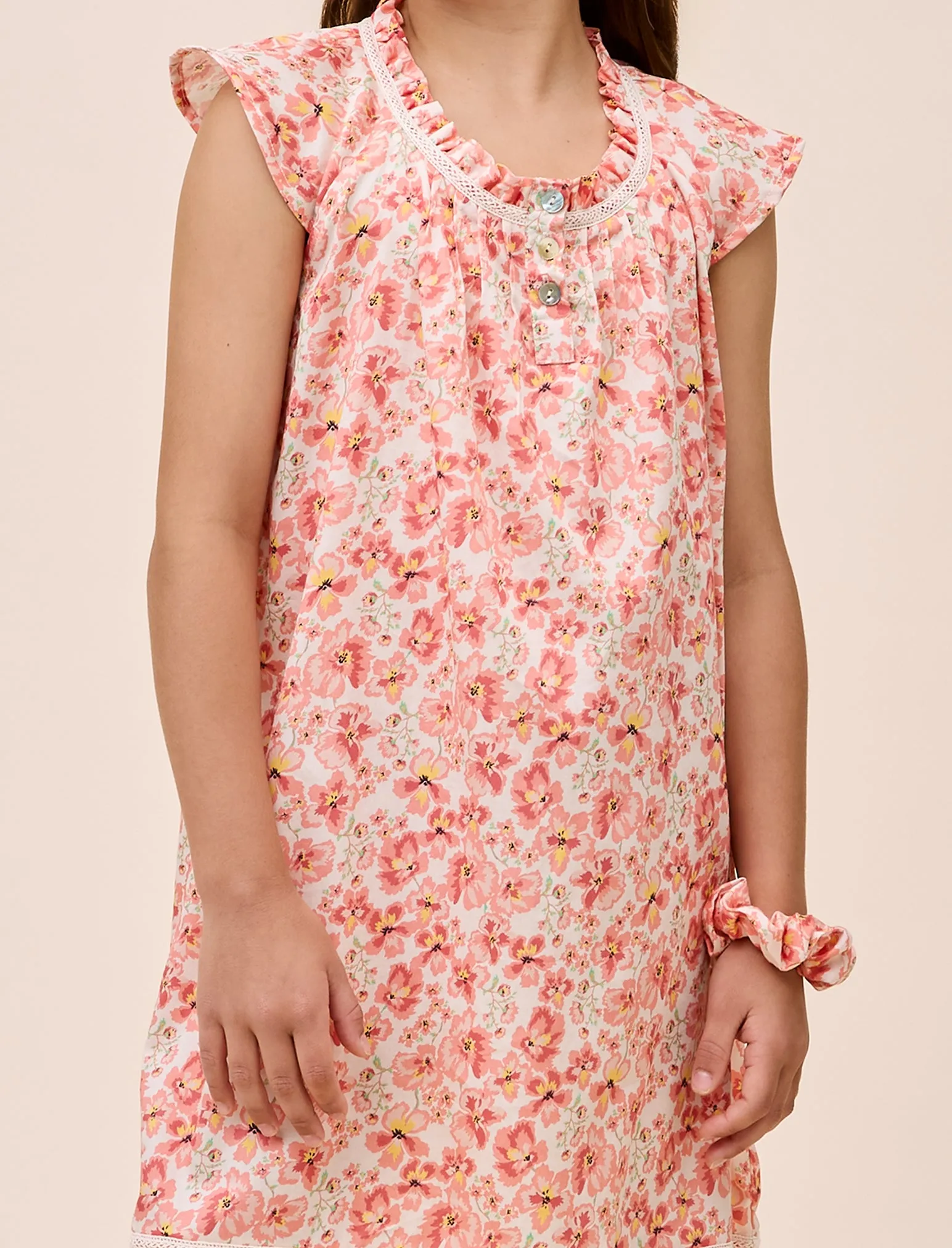 Molly Sims Girls Cotton Nightgown & Scrunchie