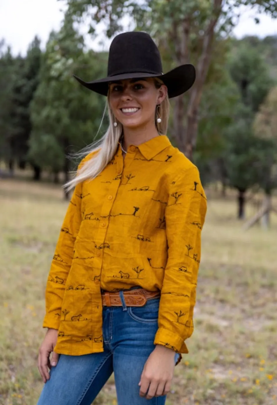 RURAL OUTBACK LINEN SHIRT - GOLDEN DUST
