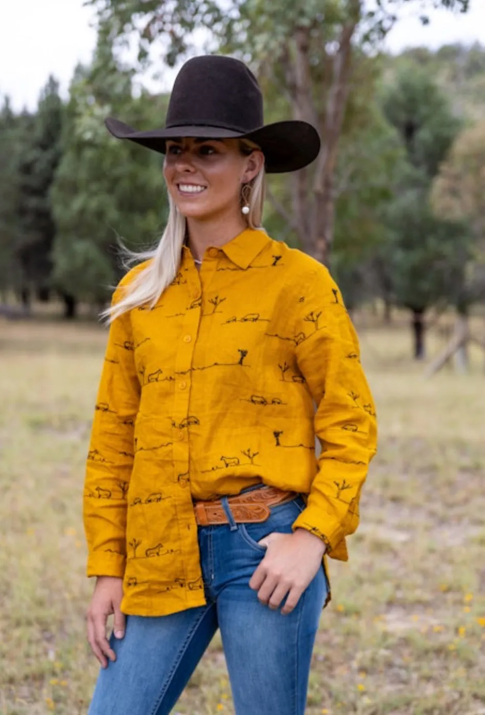 RURAL OUTBACK LINEN SHIRT - GOLDEN DUST