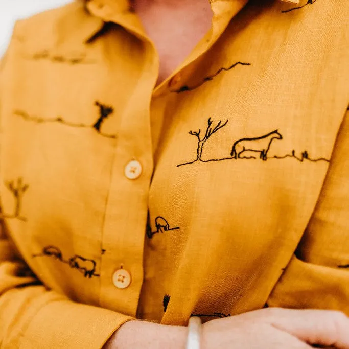 RURAL OUTBACK LINEN SHIRT - GOLDEN DUST