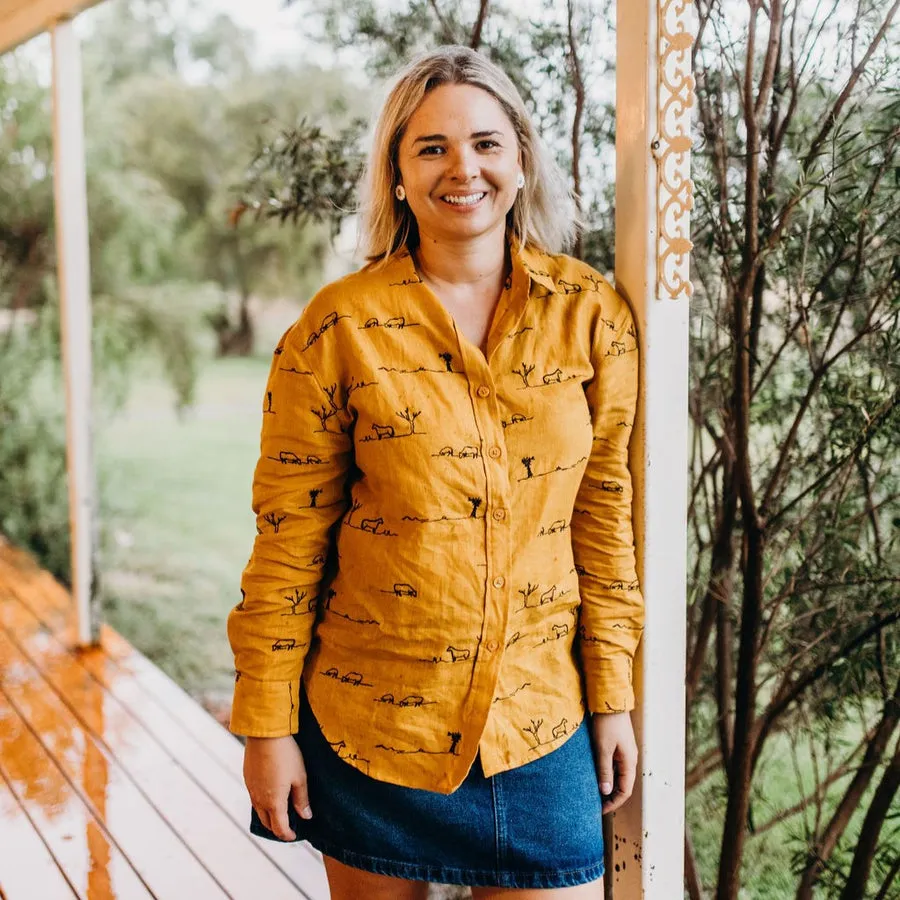 RURAL OUTBACK LINEN SHIRT - GOLDEN DUST