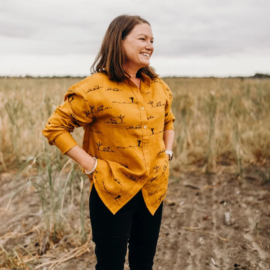 RURAL OUTBACK LINEN SHIRT - GOLDEN DUST