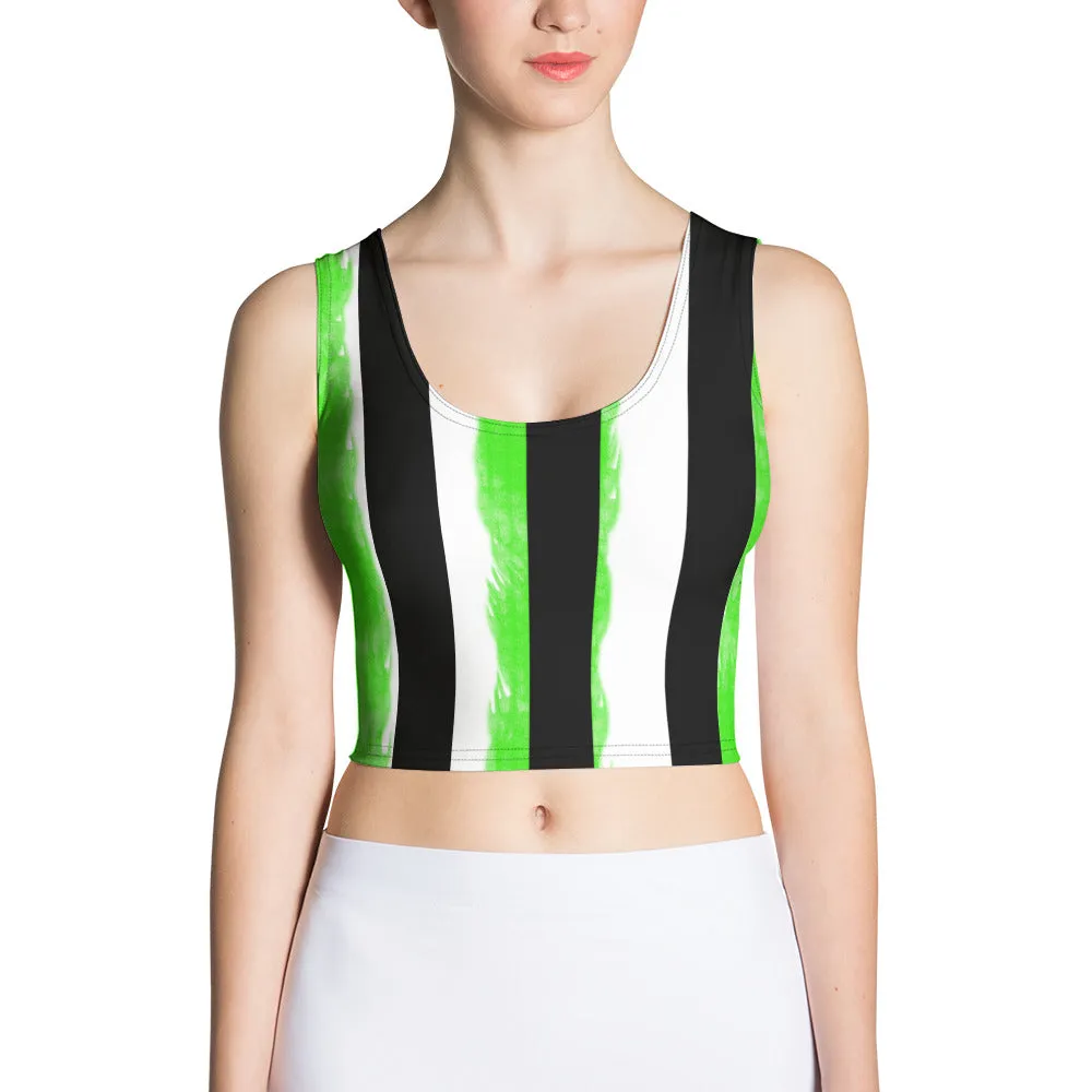 Striped Black and Green, Womens Crop Top