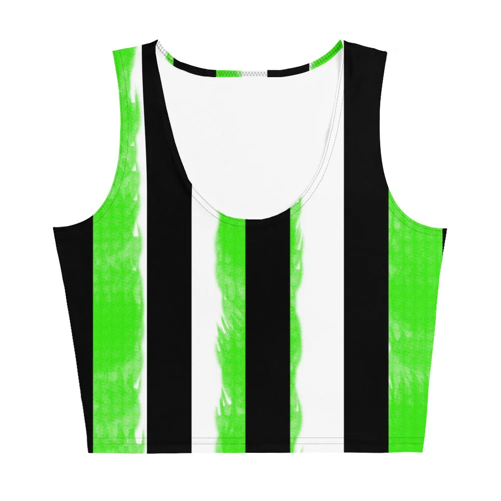 Striped Black and Green, Womens Crop Top