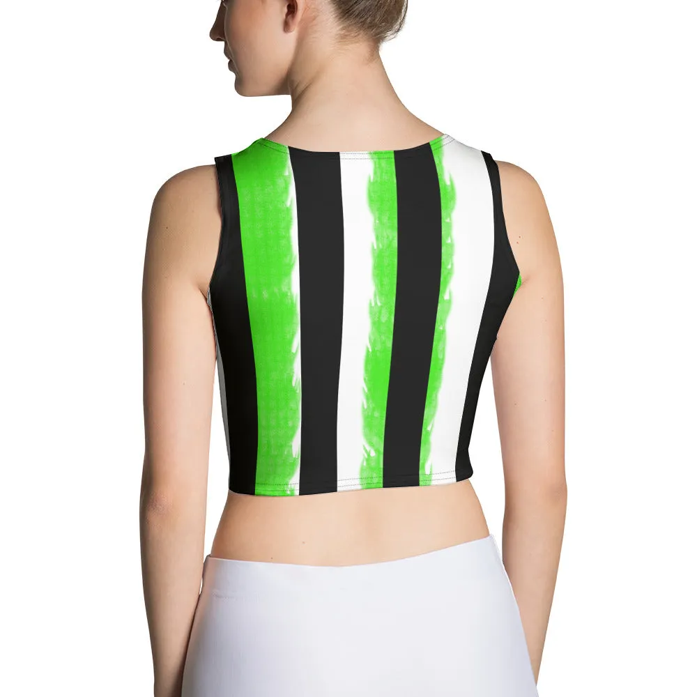 Striped Black and Green, Womens Crop Top
