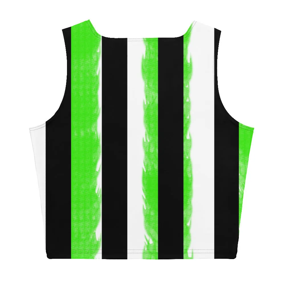 Striped Black and Green, Womens Crop Top