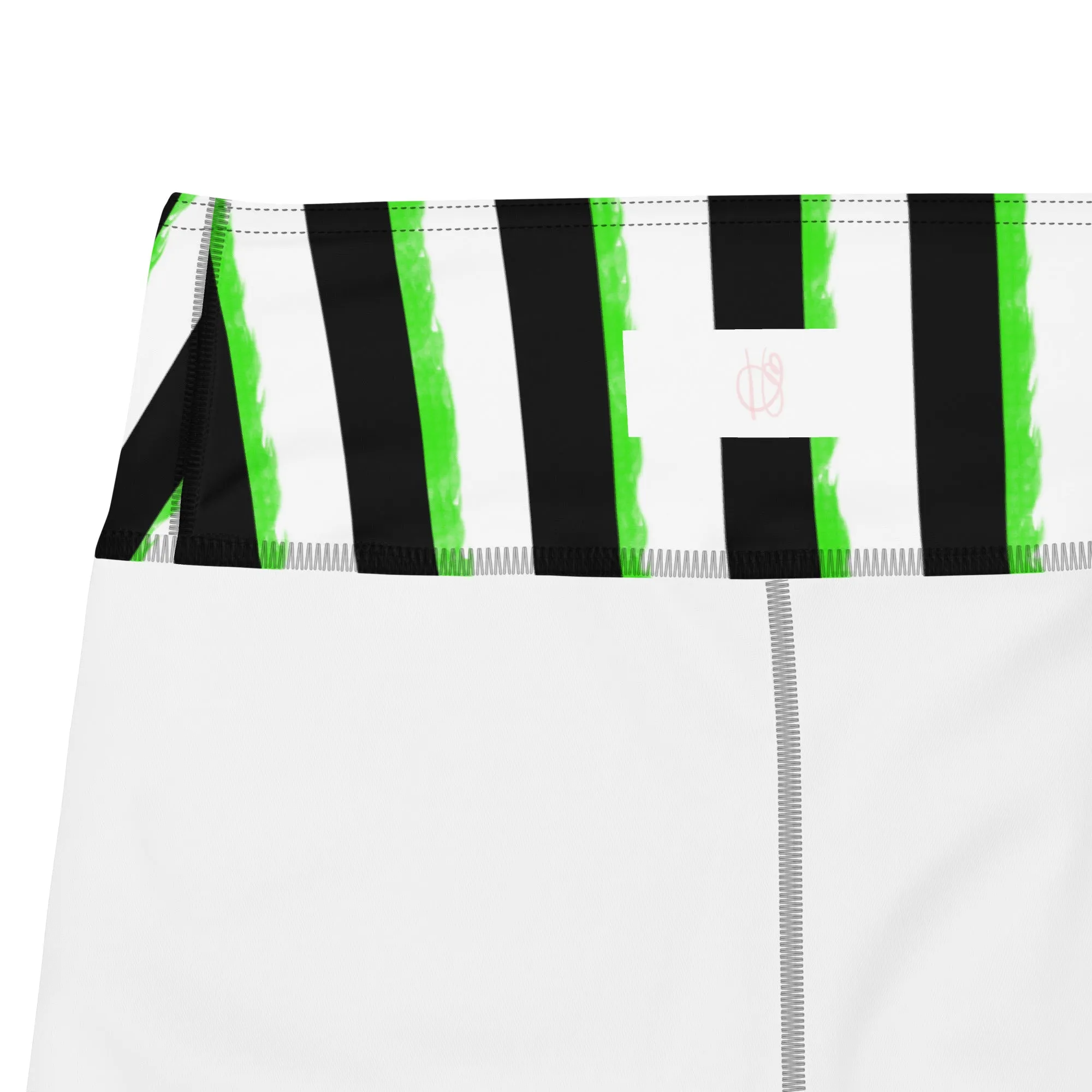 Striped Black and Green, Womens Yoga Leggings