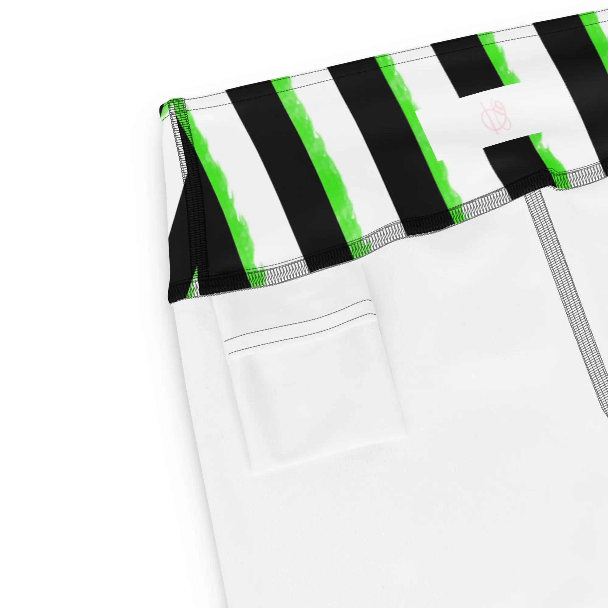 Striped Black and Green, Womens Yoga Leggings
