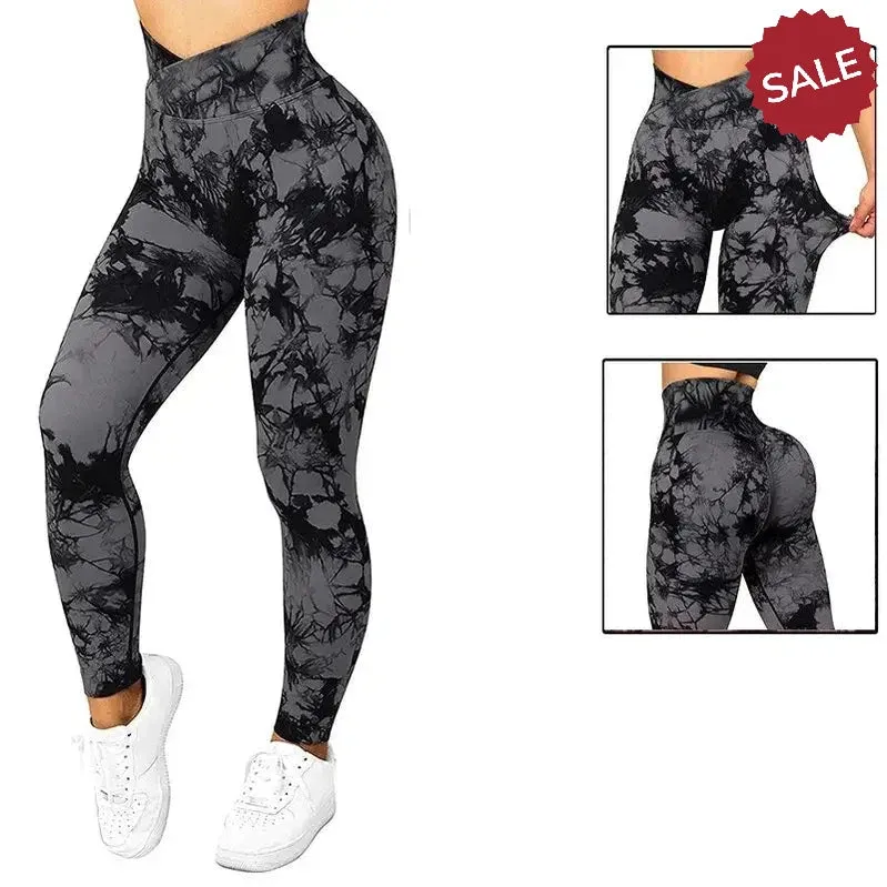 Tie Dye Push Up Fitness Leggings - Womens Scrunch Butt Workout Yoga Pants