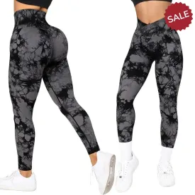 Tie Dye Push Up Fitness Leggings - Womens Scrunch Butt Workout Yoga Pants