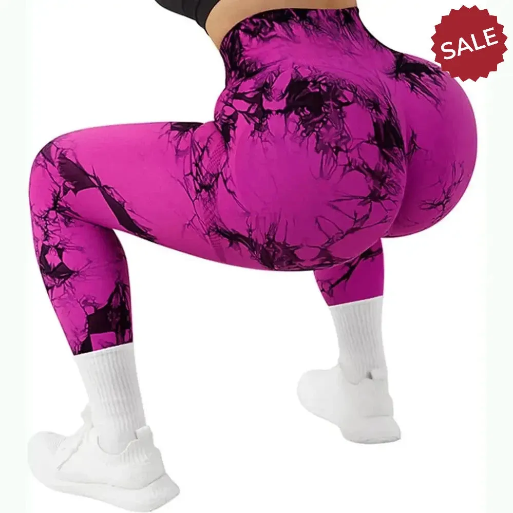Tie Dye Push Up Fitness Leggings - Womens Scrunch Butt Workout Yoga Pants