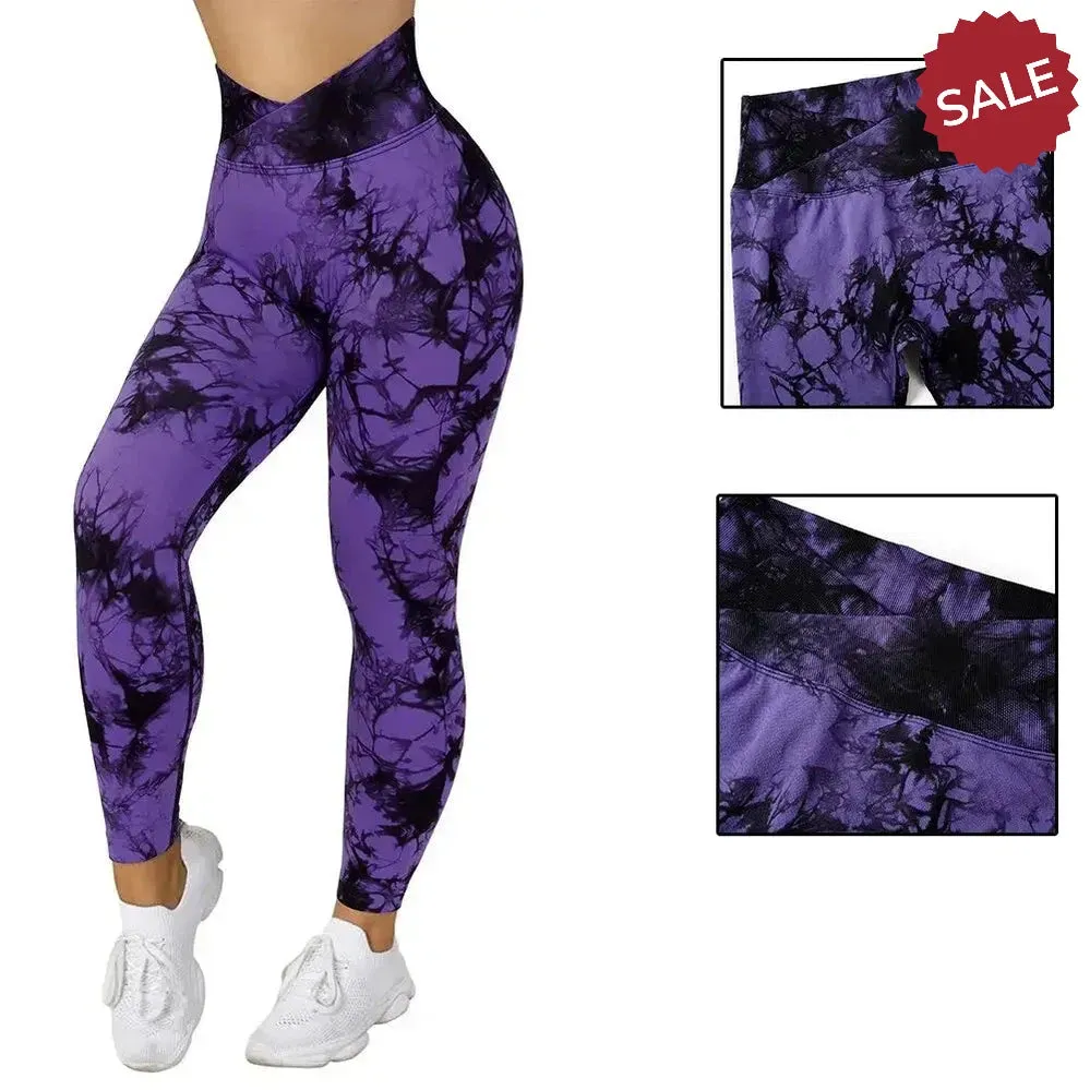 Tie Dye Push Up Fitness Leggings - Womens Scrunch Butt Workout Yoga Pants