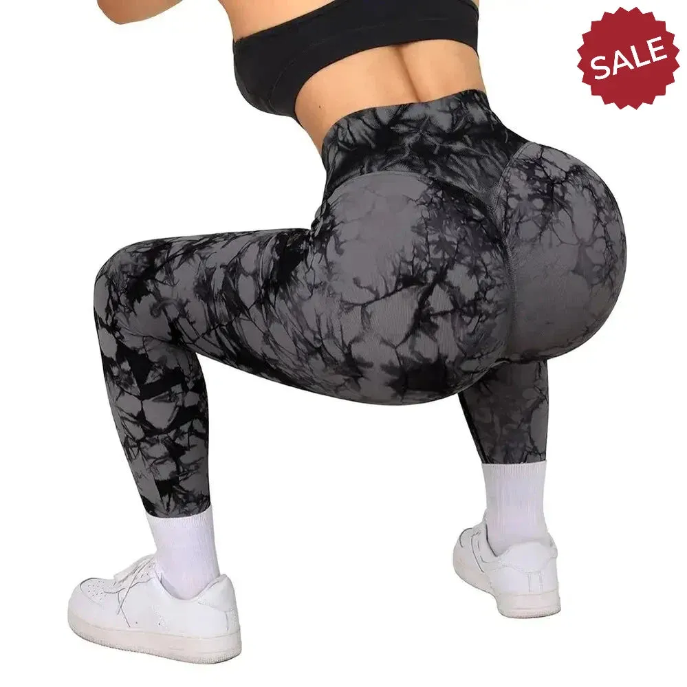 Tie Dye Push Up Fitness Leggings - Womens Scrunch Butt Workout Yoga Pants