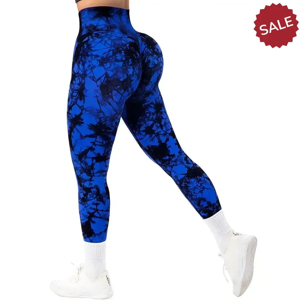 Tie Dye Push Up Fitness Leggings - Womens Scrunch Butt Workout Yoga Pants
