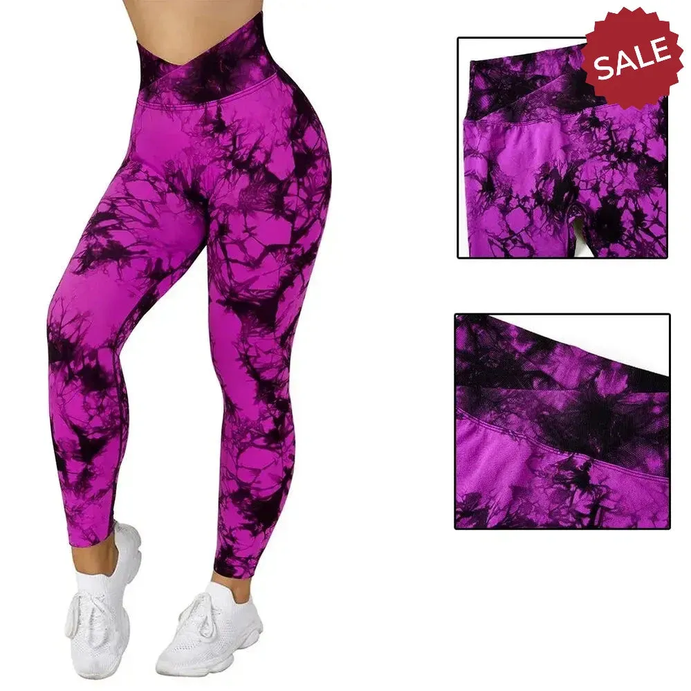 Tie Dye Push Up Fitness Leggings - Womens Scrunch Butt Workout Yoga Pants