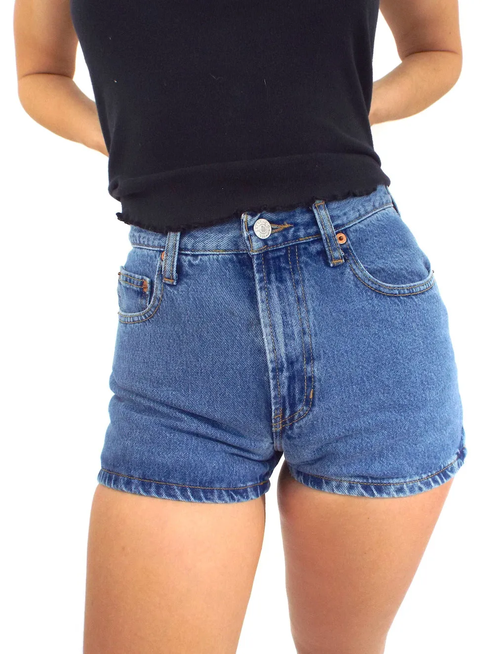 Vintage 90s High-Waist Medium Wash Gap Denim Shorts -- Size 27